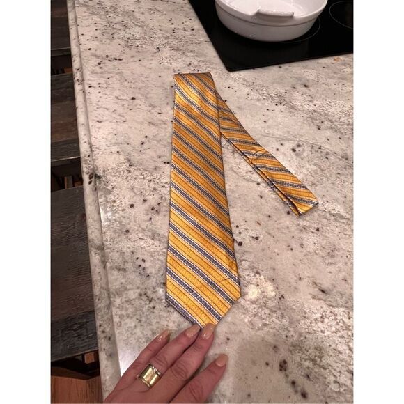 Faberge Gold & Gray Diagonal Stripe Silk Neck Tie - Picture 1 of 5